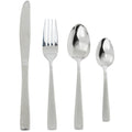Cuchillo, tenedor, cuchara y cucharita del set de 24 cubiertos Lucia en acero inoxidable plata brillante de superficie lisa