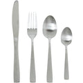 Cuchillo, tenedor, cuchara y cucharita del set de 24 cubiertos Lucia en acero inoxidable plata mate de superficie lisa