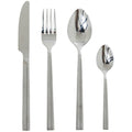 Cuchillo, tenedor y cucharas del set de 24 cubiertos Alba en acero inoxidable plateado con mango texturizado en patrón de espiga