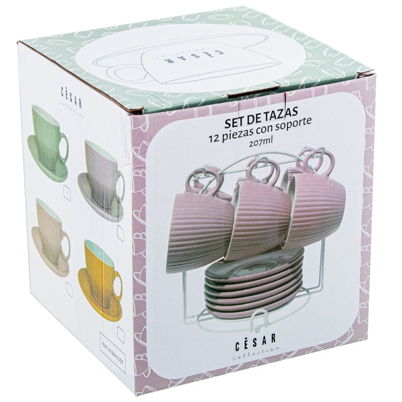 Caja de embalaje del set de tazas de té con soporte, 207ml, colección César