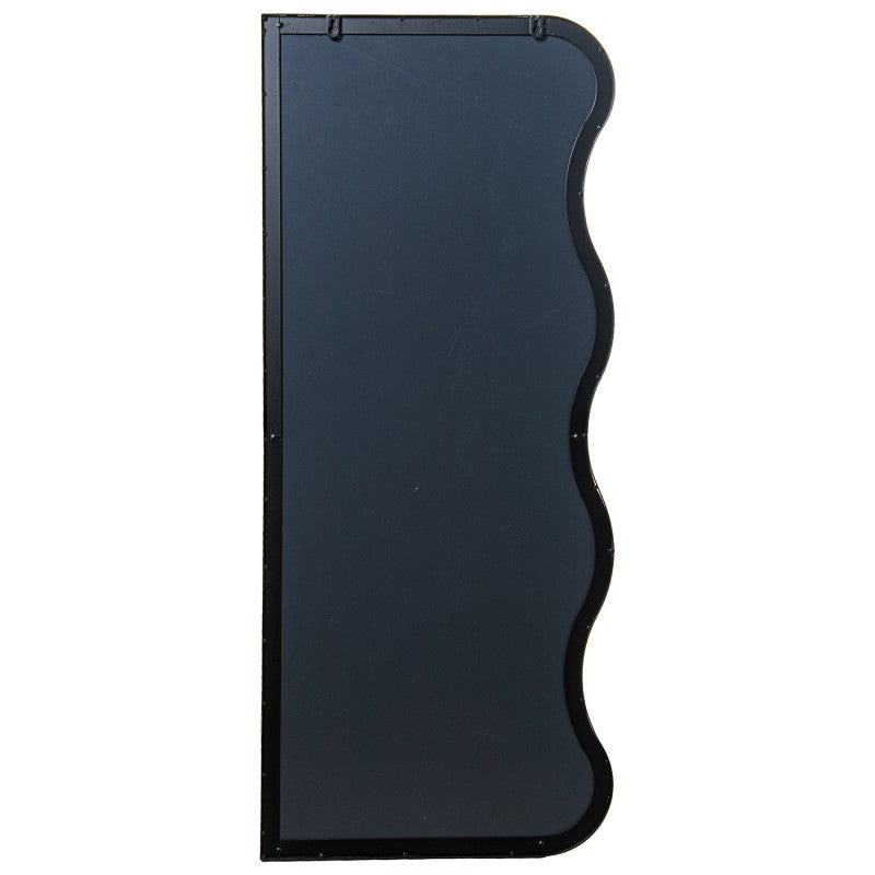 Vista posterior del espejo ondulado negro con panel protector trasero
