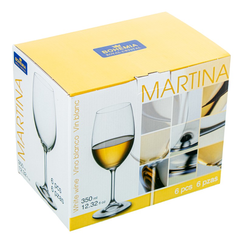 Caja de embalaje original Bohemia Martina, set de 6 copas de vino blanco de 350 ml