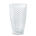 Vaso alto de cristal transparente con relieve deco diamante, 400 ml, sobre fondo blanco