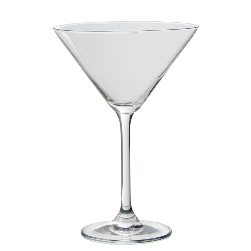 Copa Martini de cristal transparente con forma de V, 210 ml, sobre fondo blanco
