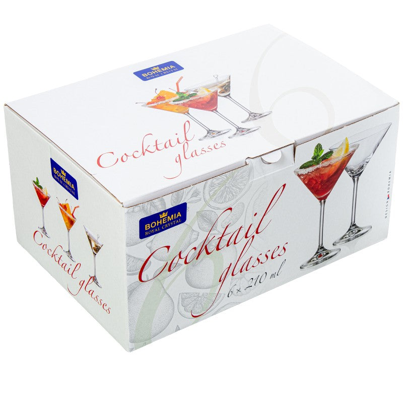 Caja de embalaje original Bohemia Cocktail Glasses, set de 6 copas martini de 210 ml