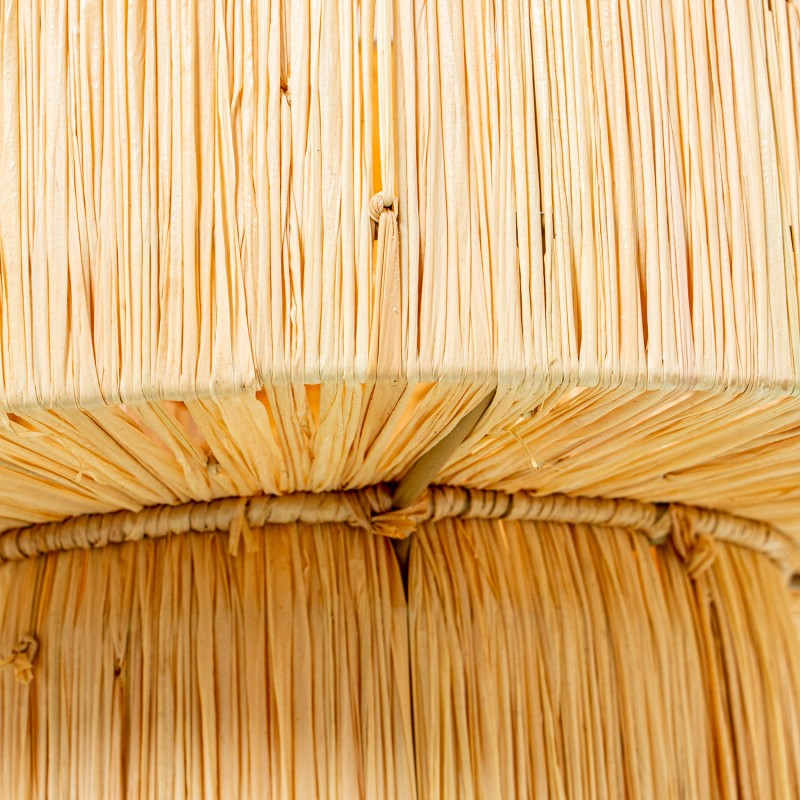 Primer plano de la textura de fibra natural tejida a mano en la unión de los dos niveles escalonados