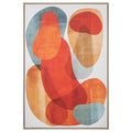 Cuadro lienzo abstracto con formas orgánicas en naranja, rojo, azul y beige, 80x120 cm