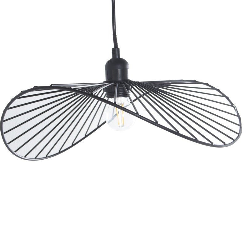 Lámpara de techo de metal negro con varillas en forma de abanico doble asimétrico