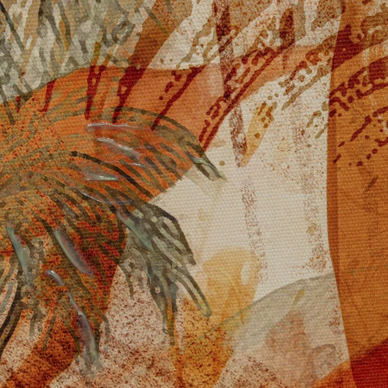 Detalle de los motivos tropicales del lienzo