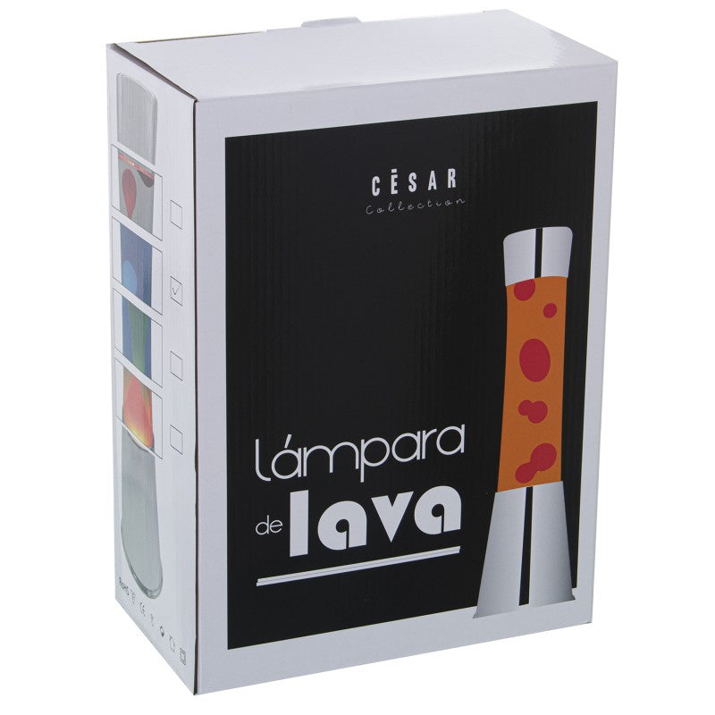 Caja de embalaje de la lámpara de lava César Collection con diseño rosa y amarillo