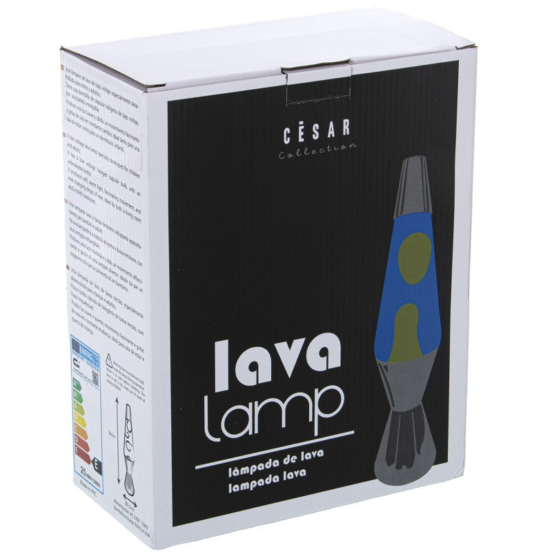 Caja de embalaje de la lámpara de lava César Collection con diseño verde y azul