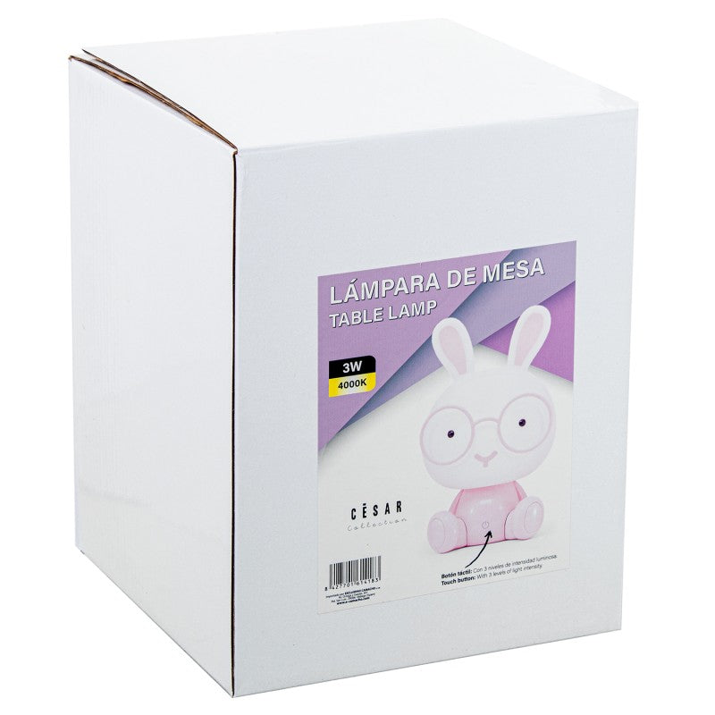 Caja de empaque de la lámpara de mesa conejo rosa, colección César, 3W 4000K