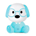Lámpara LED con forma de perrito azul celeste con gafas y botón táctil