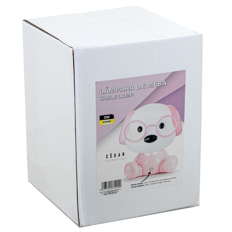Caja de empaque de la lámpara de mesa perrito rosa, colección César, 3W 4000K