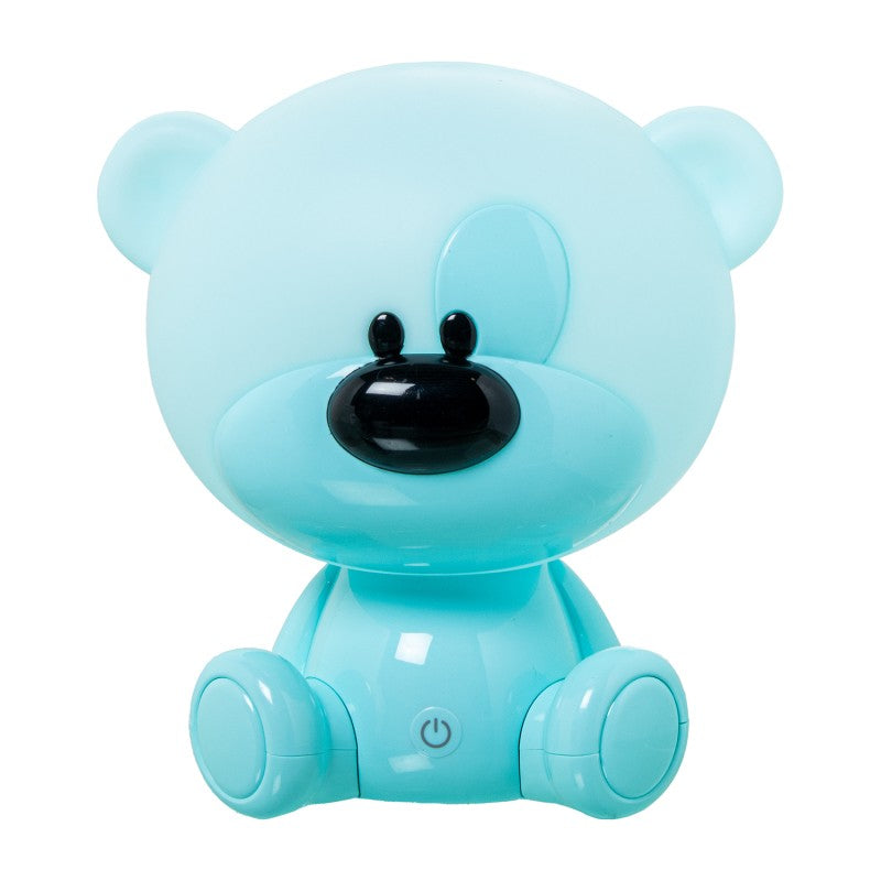 Lámpara LED con forma de osito azul pastel, diseño brillante y redondeado