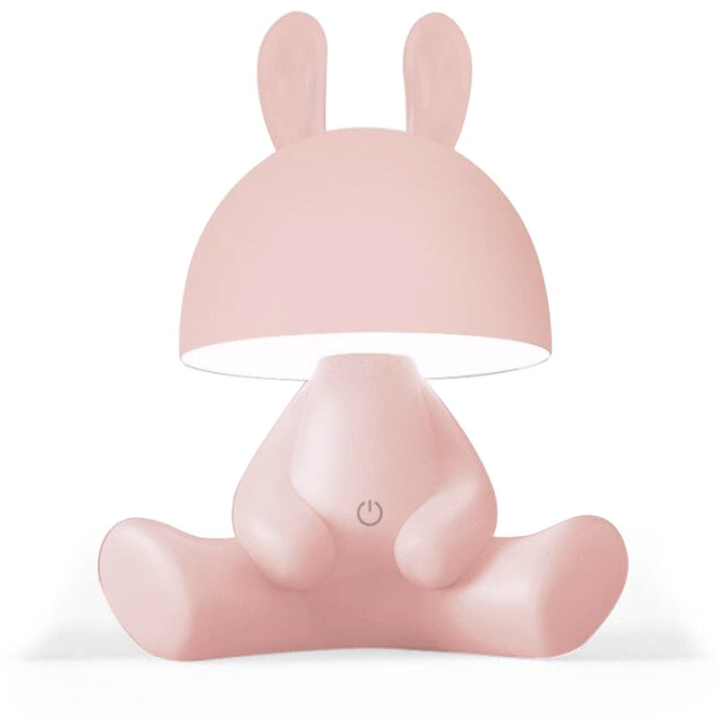 Lámpara LED con forma de conejo rosa sentado, diseño con altavoz Bluetooth integrado