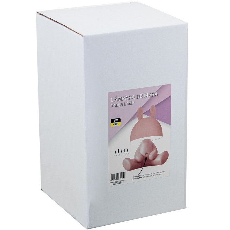 Caja de empaque de la lámpara de mesa conejo rosa con altavoz, colección César, 3W 4000K