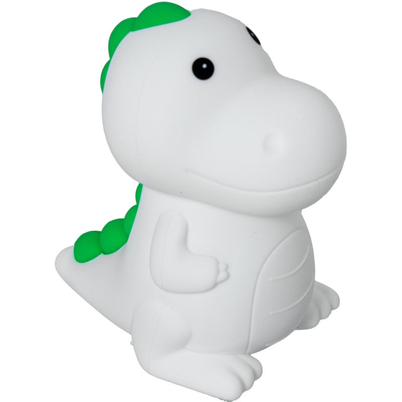 Luz nocturna LED de silicona con forma de dinosaurio blanco y espinas verdes