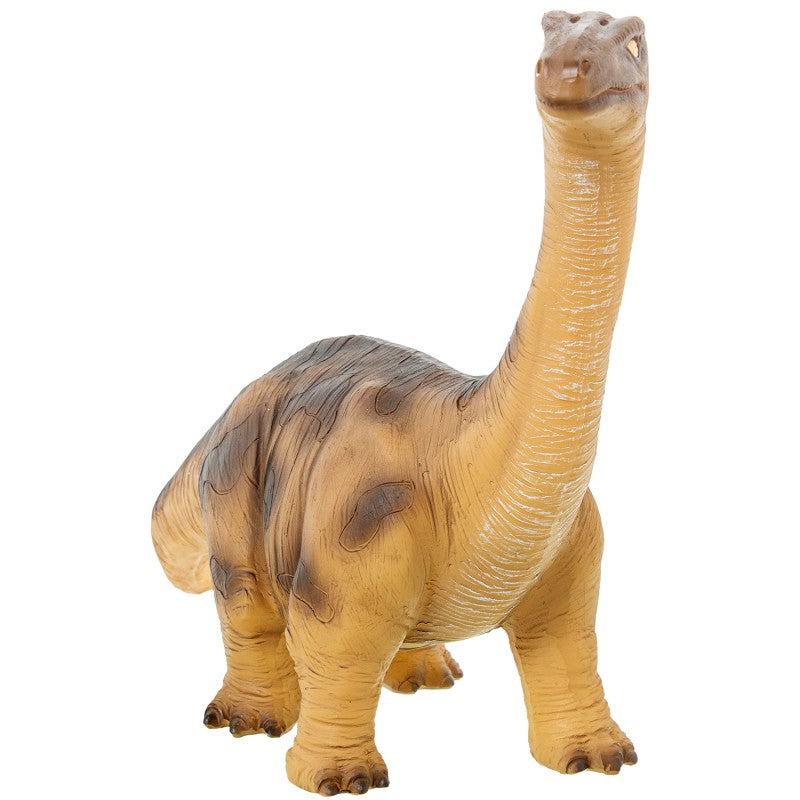 Detalle de la textura realista y cuello elevado de la lámpara dinosaurio saurópodo