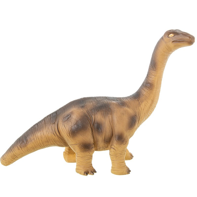 Lámpara decorativa con forma de dinosaurio, vista completa desde ángulo lateral
