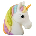 Lámpara LED con forma de cabeza de unicornio y melena multicolor pastel