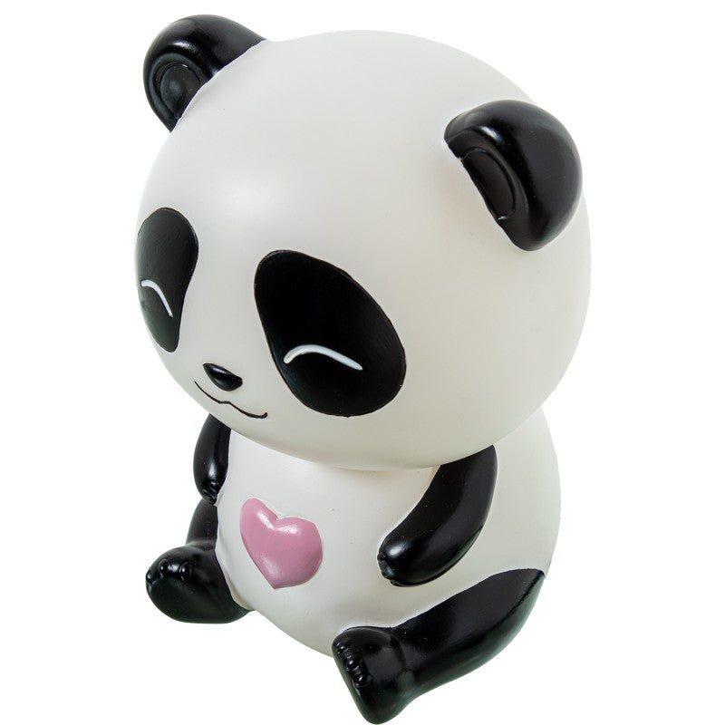 Lámpara oso panda vista desde ángulo lateral, mostrando la textura redondeada