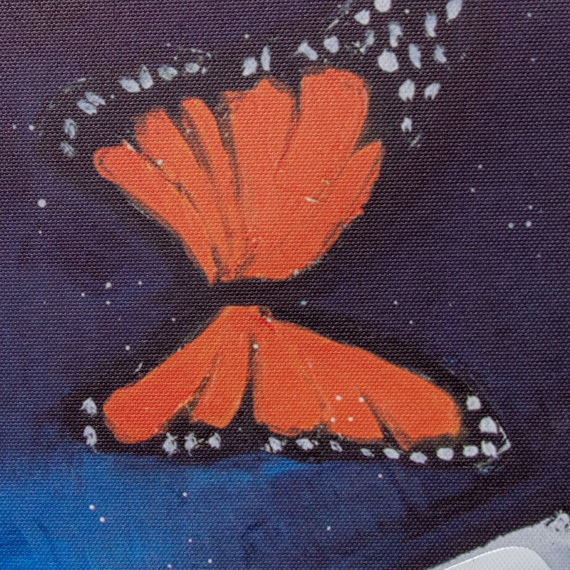 Detalle de las mariposas de colores del cuadro