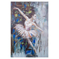 Cuadro lienzo de una bailarina de ballet con tutú blanco y pinceladas vibrantes en azul y verde, 80x120 cm