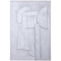 Cuadro lienzo abstracto en blanco con formas geométricas en relieve, 80x120 cm