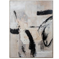 Cuadro lienzo abstracto con pinceladas negras intensas sobre fondo neutro, 90x120 cm