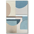 Cuadro lienzo abstracto geométrico con círculos y formas en azul, beige y crema, 80x120 cm