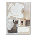 Cuadro lienzo abstracto en tonos beige, gris y crema con formas y texturas tipo collage, 90x120 cm