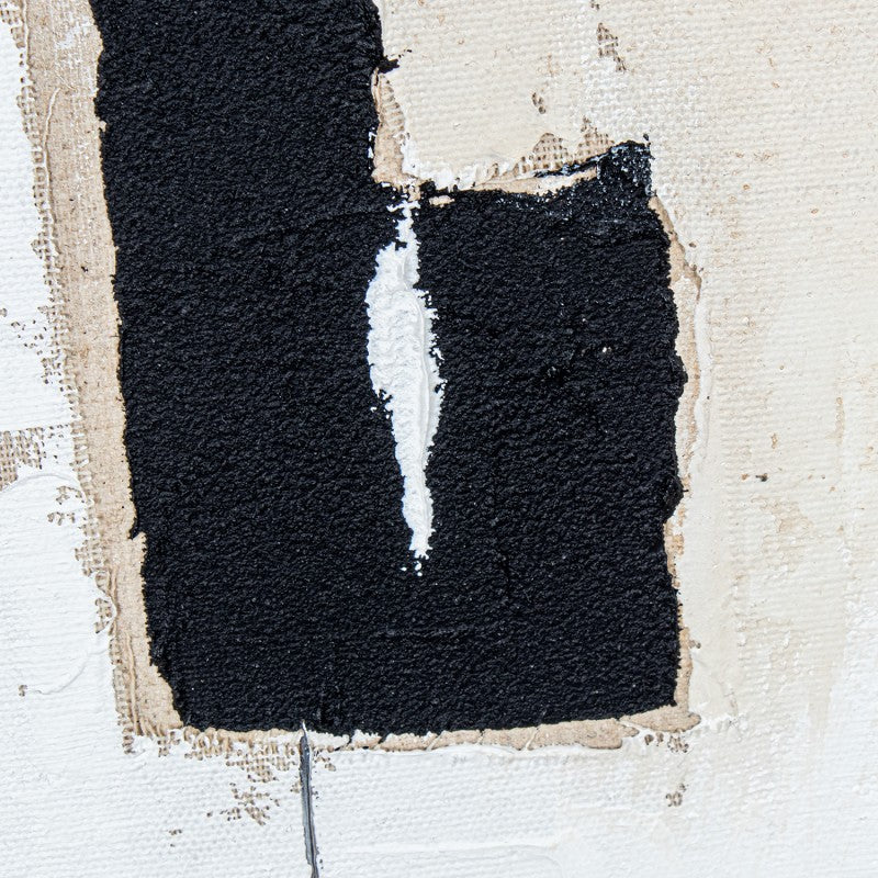Detalle de las pinceladas negras con relieve del cuadro