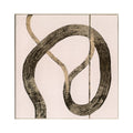 Cuadro lienzo abstracto con trazo negro fluido sobre fondo crema, 100x100 cm
