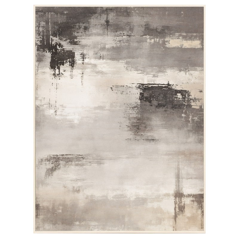 Cuadro lienzo abstracto en tonos gris y plata con destellos dorados, 80x120 cm