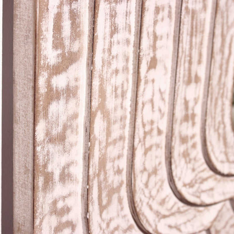 Detalle en primer plano de la textura y las vetas de la madera de mango del marco