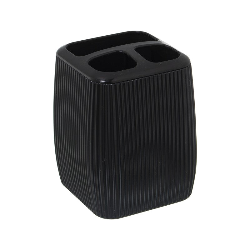 Vaso porta cepillos de dientes acrílico negro con tres compartimentos