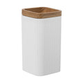 Vaso de baño acrílico blanco con borde efecto madera, vista frontal