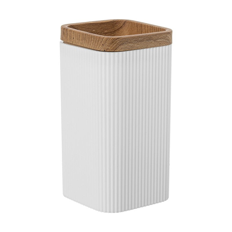 Vaso de baño acrílico blanco con borde efecto madera, vista frontal
